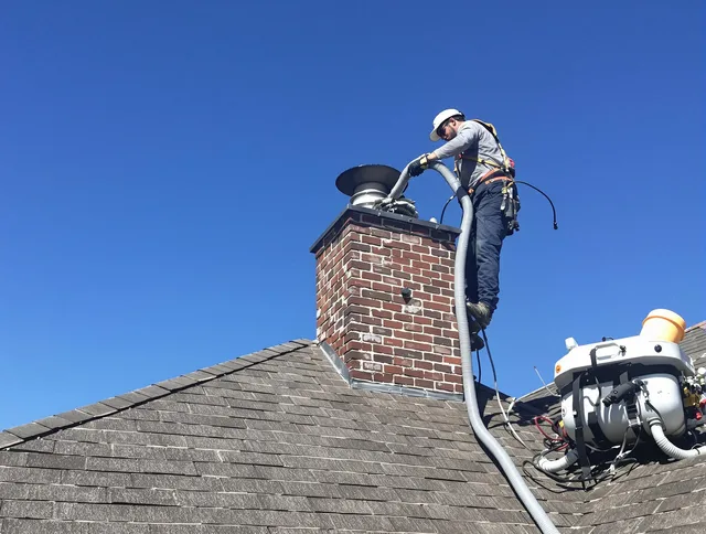 Dedicated La Habra Chimney Sweep team member cleaning a chimney in La Habra, CA