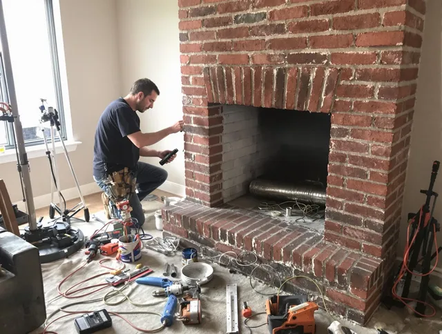 La Habra Chimney Sweep specialist finalizing chimney liner service in La Habra, CA