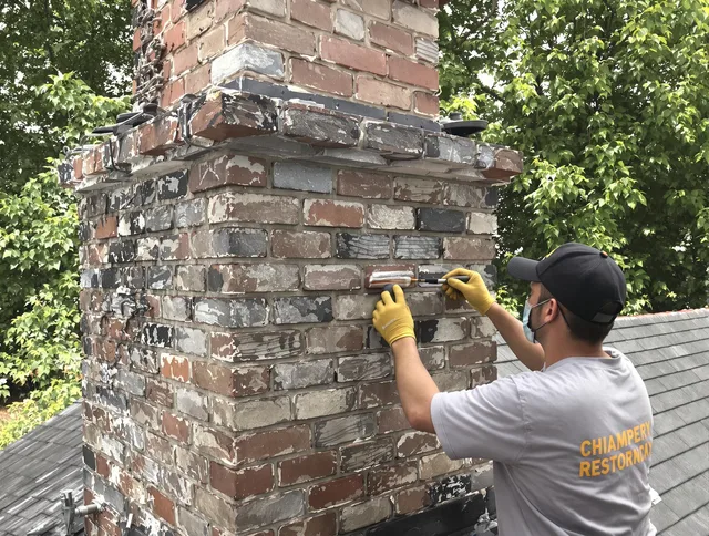 In-progress chimney restoration by La Habra Chimney Sweep in La Habra, CA