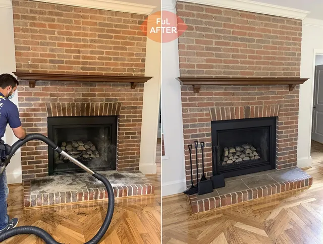 La Habra Chimney Sweep carefully sanitizing a fireplace in La Habra, CA