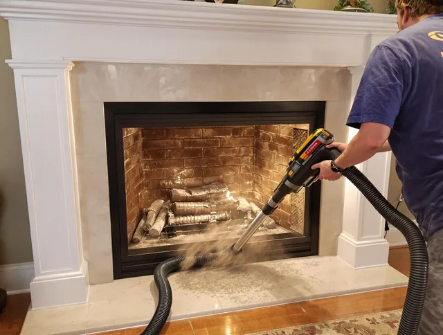 Fireplace cleaning performed by La Habra Chimney Sweep in La Habra, CA